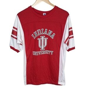 Vintage 80s/90s Indiana Hoosiers NCAA Tshirt Mesh Sleeves Old Logo Single Stitch